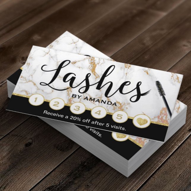 Lashes Makeup Artist Trendy Marble Loyalty Punch Card (Creator Uploaded)