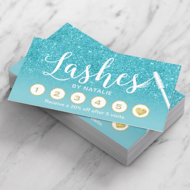 Lashes Makeup Artist Turquoise Ombre Loyalty Punch Card (Creator Uploaded)