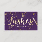Lashes Makeup Artist Typography Gold & Purple Business Card (Front)