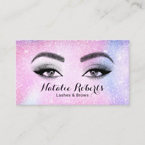 Lashes Makeup Artist Unicorn Glitter Beauty Salon Business Card