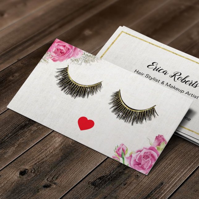 Lashes Makeup Artist Vintage Floral Beauty Salon Business Card