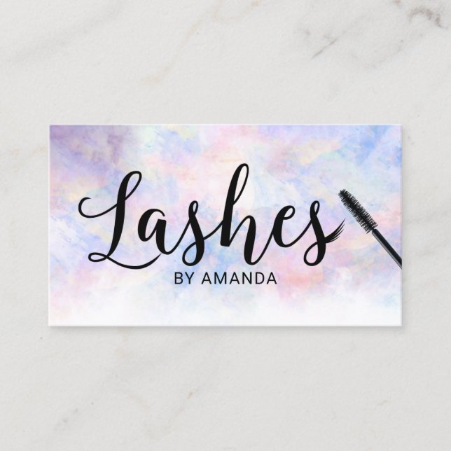 Lashes Makeup Artist Watercolor Lash Extension Business Card (Front)