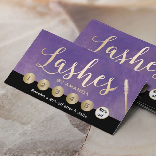 Lashes Makeup Artist Watercolor Loyalty Punch Card (Creator Uploaded)