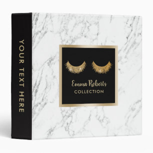 Lashes Makeup Artist White Marble Beauty Salon 3 Ring Binder