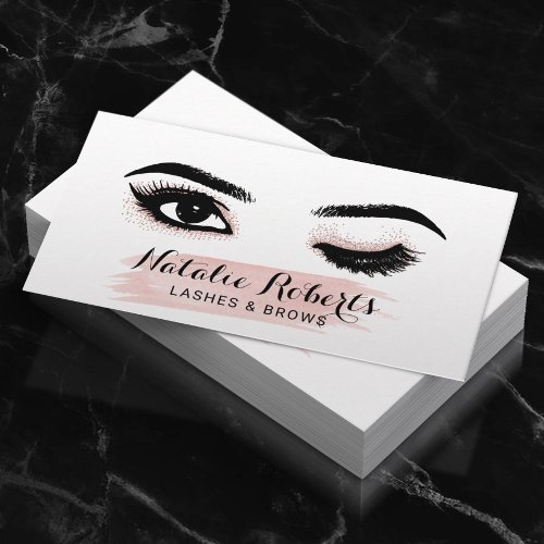 Lashes Makeup Artist Wink Eye Blush Pink Salon Business Card