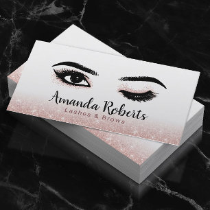 Lashes Makeup Artist Wink Eye Rose Gold Glitter Business Card