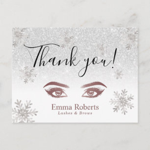 Lashes Makeup Artist Winter Snowflakes Thank You Postcard