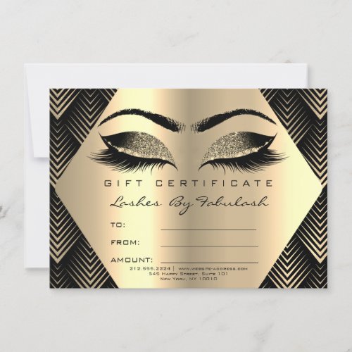 Lashes Makeup Gold Black Sepia Certificate Gift