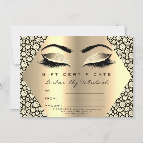 Lashes Makeup Gold Diamond Certificate Gift