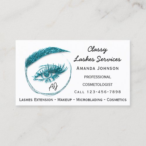 Lashes Makeup Nail Microblade Logo QrCode Monogram Business Card