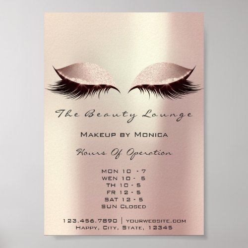 Lashes Makeup Opening Hours Blush Salon Name Poster
