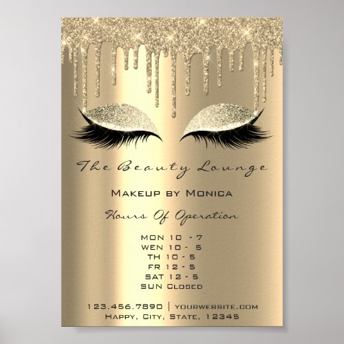 Lashes Makeup Opening Hours Gold Salon Drips Spark Poster