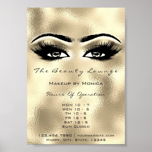 Lashes Makeup Opening Hours Gold Salon Eyes Poster
