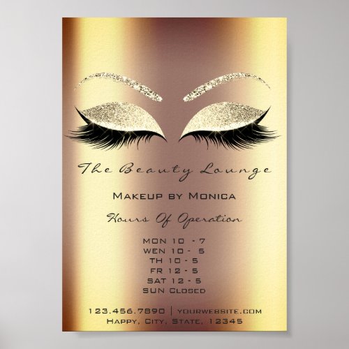 Lashes Makeup Opening Hours Gold Salon Sepia Poster