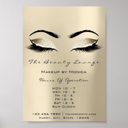Lashes Makeup Opening Hours Ivory Salon Glitter Poster