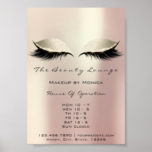 Lashes Makeup Opening Hours Ivory Salon Name Poster