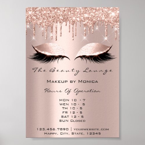 Lashes Makeup Opening Hours Salon Rose Drips Spark Poster