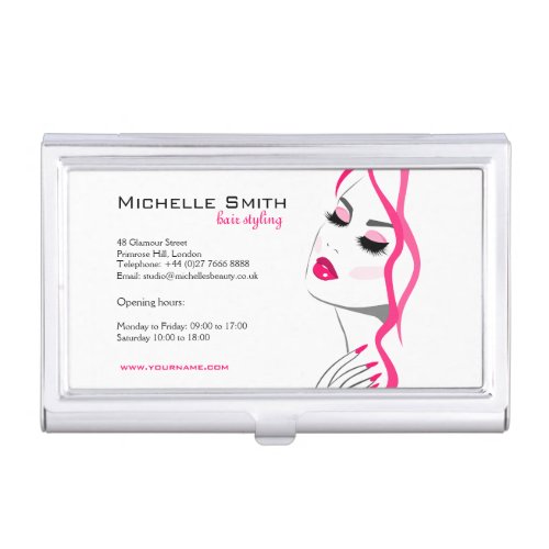 Lashes Manicure Hair Pink Girl Beauty Branding Business Card Holder