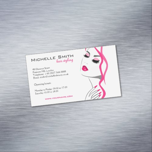 Lashes Manicure Hair Pink Girl Beauty Branding Business Card Magnet