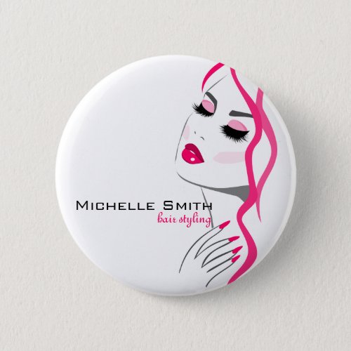 Lashes Manicure Hair Pink Girl Beauty Branding Button