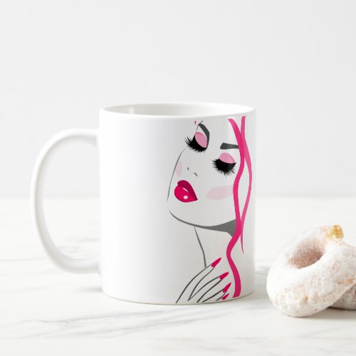 Lashes Manicure Hair Pink Girl Beauty Branding Coffee Mug