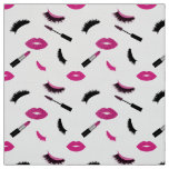 Lashes,mascara and lipstick with pink glitter fabric