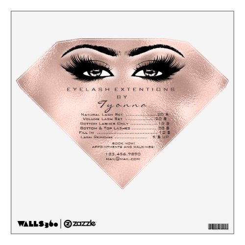 Lashes Metallic Rose Gold Price List Diamond Wall Decal