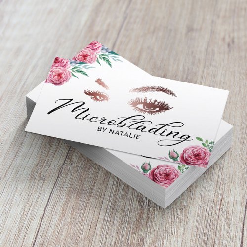 Lashes Microblading Elegant Typography Floral Business Card