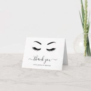 Lashes Minimalist Black and White Elegant Business Letterpress Thank You Card