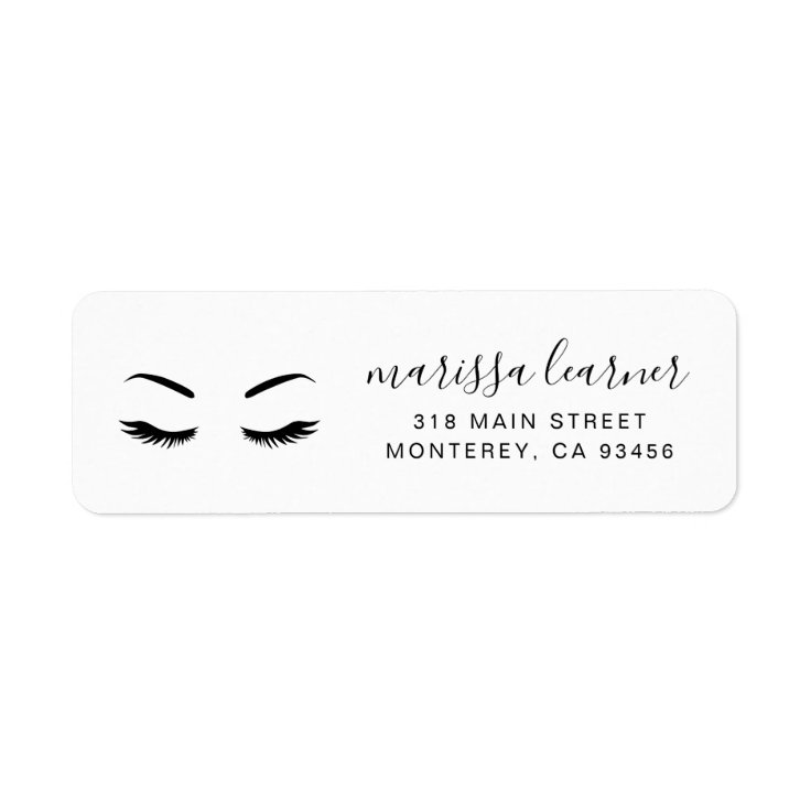 Lashes Minimalist Black and White Return Address Label Zazzle
