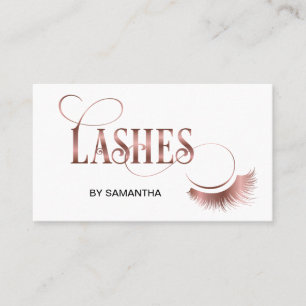 Lashes Modern Rose Gold Typography Makeup Artist Business Card