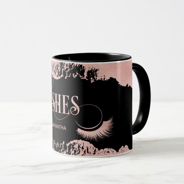 Lashes Modern Rose Gold Typography Makeup Artist Mug (Front Right)