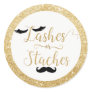 Lashes or Staches Baby Shower Gender Reveal Favor Classic Round Sticker