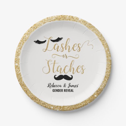 Lashes or Staches Gender Reveal Baby Shower Paper Plates
