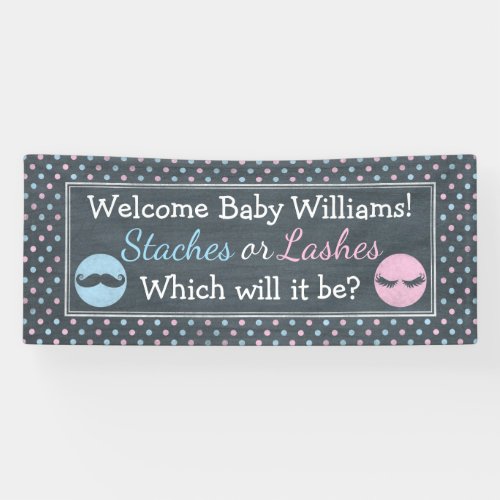 Lashes or Staches gender reveal banner Banner