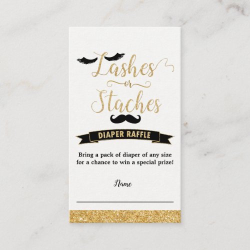 Lashes or Staches Gender Reveal Gold Diaper Raffle Enclosure Card
