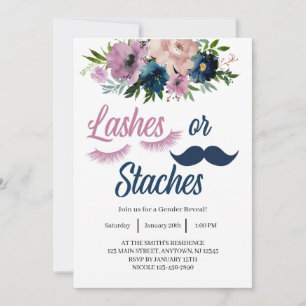 Lashes or Staches Gender Reveal Invitation