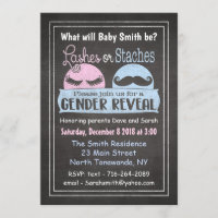 Lashes or Staches gender reveal invitation