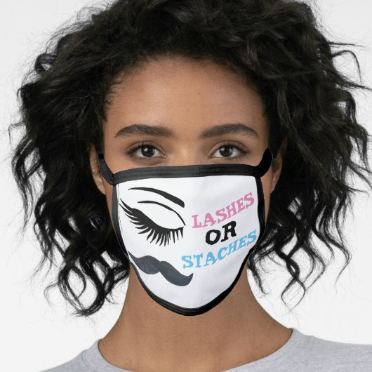 LASHES OR STACHES GENDER REVEAL MASK RE-USABLE (Worn Her)