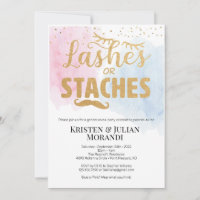 Lashes or Staches Gender Reveal Party Invitation