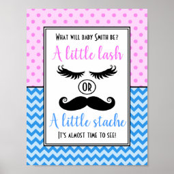 Lashes Or Staches Gender Reveal Poster | Zazzle