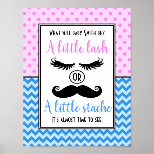 Lashes or Staches gender reveal poster