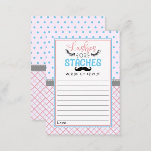 Lashes Or Staches Modern Gender Reveal Party Advice Card