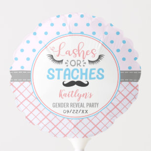 "Lashes Or Staches" Modern Gender Reveal Party Balloon