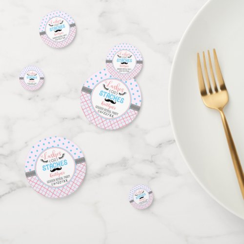 Lashes Or Staches Modern Gender Reveal Party Confetti