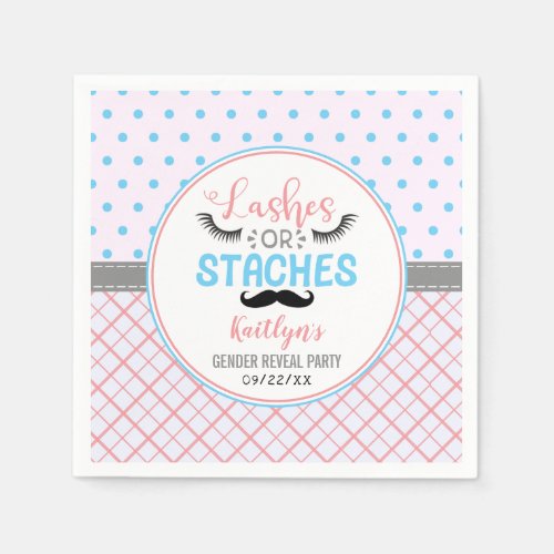 Lashes Or Staches Modern Gender Reveal Party Napkins