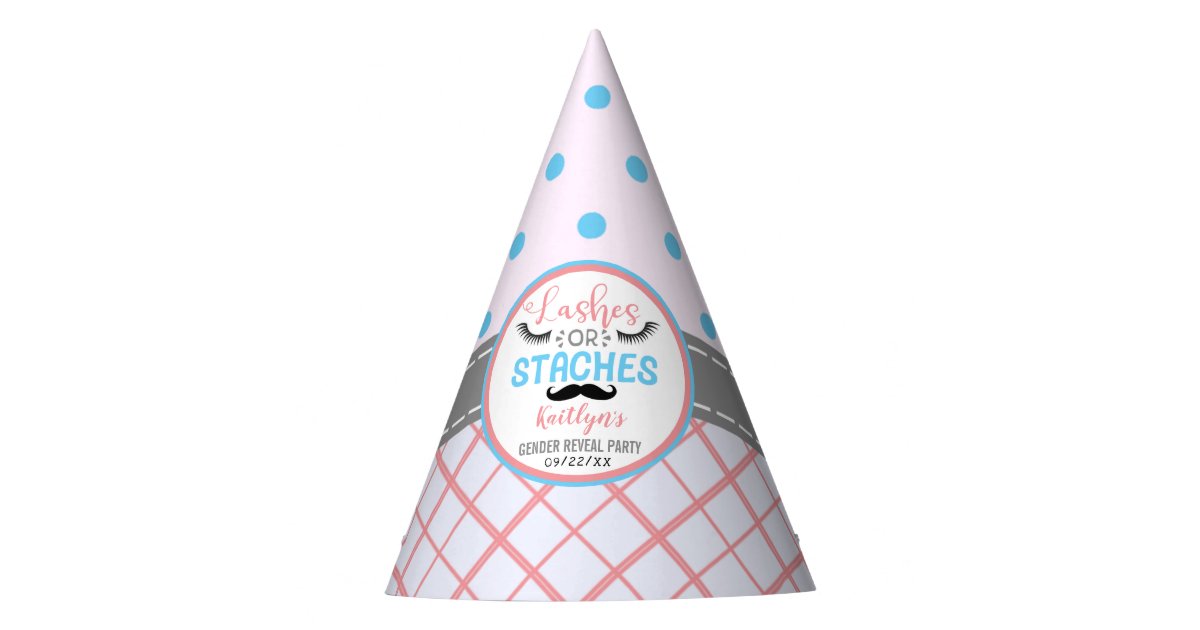 Lashes Or Staches Modern Gender Reveal Party Party Hat Zazzle
