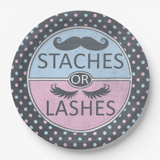 Lashes or Staches Paper party plates. Paper Plates (Front)