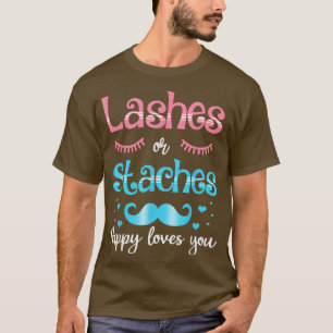 Lashes Or Staches Pappy Loves You Gender Reveal T-Shirt