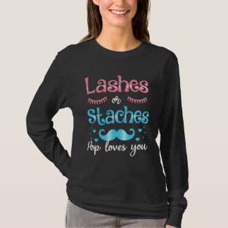 Lashes Or Staches POP Loves You Gender Reveal T-Shirt